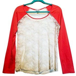 Speechless Long Sleeve Lacey Raglan Tee Size Medium